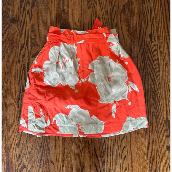 Women's Club Monaco 100% Silk
 Orange Gray Floral Mini Skirt Size 6 - Picture 6 of 9